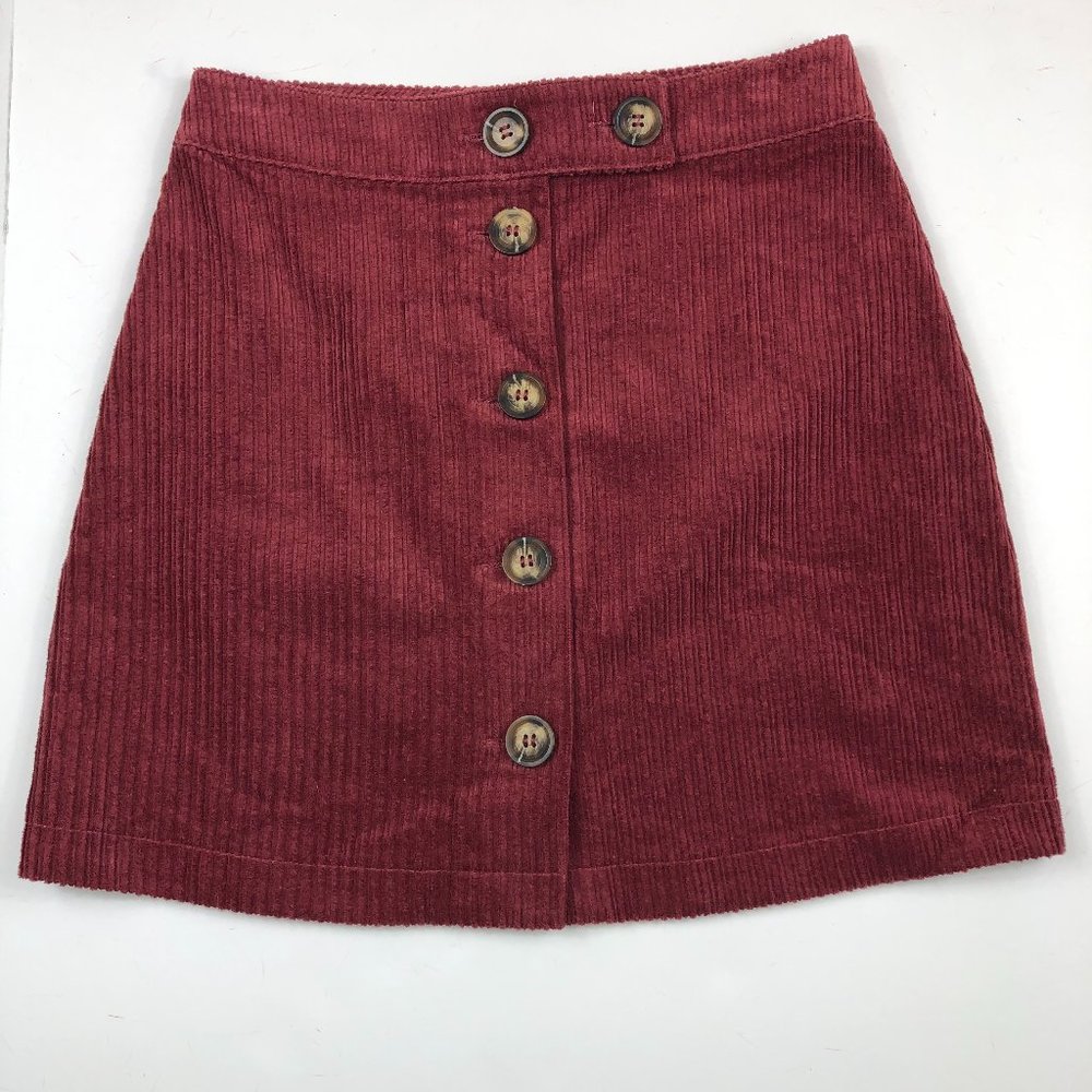 Mi Ami Rust Color Button Front Corduroy Mini Skirt - image 1